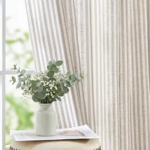 Vista 20 de jinchan Linen Blackout Curtains Back Tab 96 Inch 2 Panels Striped Blue Blue Stripe Lined
