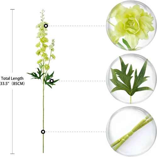 Vista 7 de ZYTUYO Flor Artificial de Delfinium 4 Piezas 85 cm Flor de Espuela Artificial de Tallo Largo Ramos de Flores de Seda Artificiales Planta