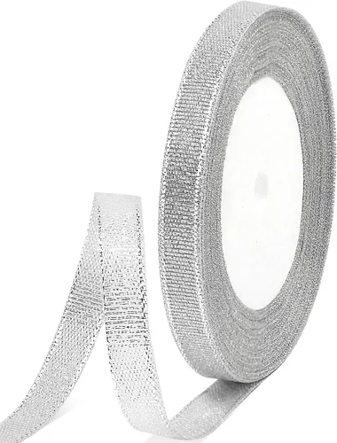 Vista 12 de Cinta de purpurina dorada de 1 pulgada x 25 yardas, cinta de tela metálica brillante para manualidades, envoltura de regalos, bodas, decoración