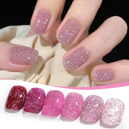 Vista 14 de Born Pretty - Esmalte de uñas en gel con purpurina reflectante roja, esmalte de uñas en gel con purpurina de Navidad, esmalte de uñas brillante