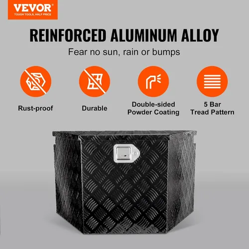 Vista 2 de VEVOR Caja de Lengüeta para Remolque, Caja de Herramientas de Placa Diamantada de Aleación de Aluminio, Caja de Herramientas Resistente Tuckbed