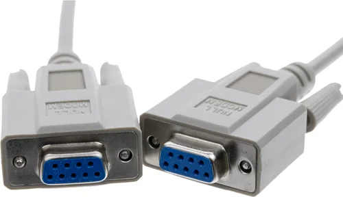 Vista 3 de CableWholesale Cable de módem nulo, cable serie DB9 hembra a DB9 hembra, clasificación UL, 8 conductores, beige, 6 pies, cable de módem nulo serie