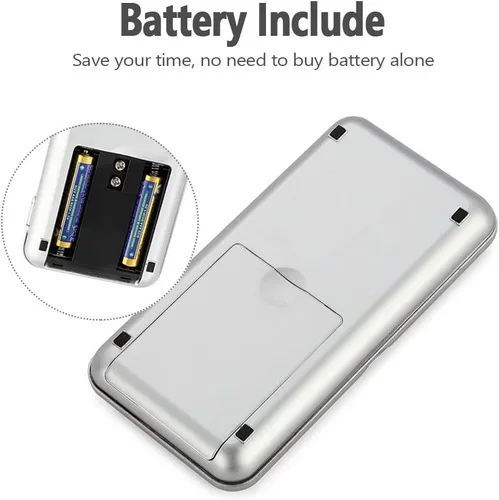 Vista 6 de Báscula digital de bolsillo, capacidad de 17.64 oz, balance de alta precisión de 0.00 oz, mini báscula de peso de recarga de gramos, báscula