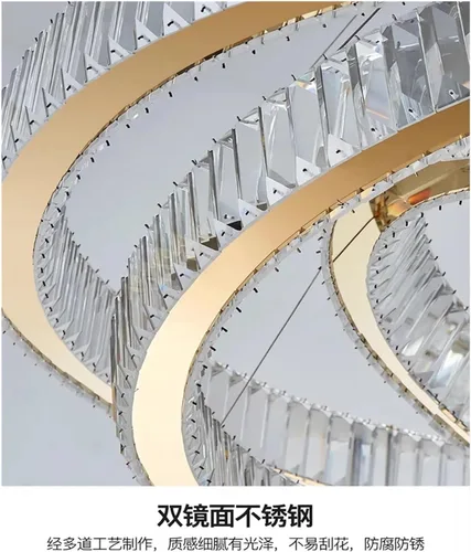 Vista 4 de Gold Crystal Modern Chandeliers Pendant Light Hanging Lamp Led for Living Indoor Lighting 7Laps D100CM H3M