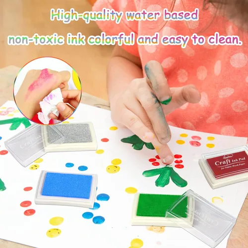 Vista 5 de Almohadilla de tinta artesanal para sellos de goma, papel, madera, tela, álbumes de recortes, almohadillas de tinta de dedos no tóxicas para niños