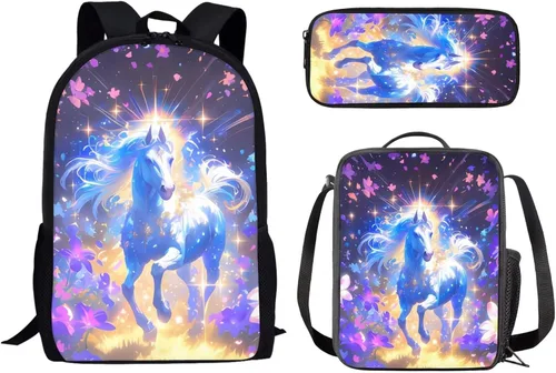 Vista 17 de Paquete de 3 bolsas escolares con estampado de bandera estadounidense para niños, mochila de gran capacidad para laptop, con cremallera, estuche