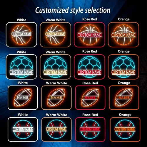 Vista 4 de Letrero de neón de fútbol personalizado, luz de neón de fútbol, luz LED personalizable para deportes para regalos de jugadores de baloncesto