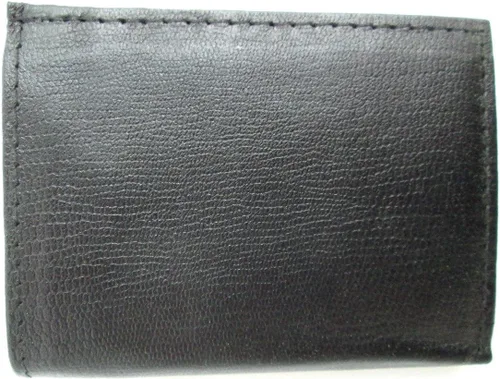 Vista 4 de Billetera de cuero negro para hombre piel de cordero "Flip" Trifold 732, Negro