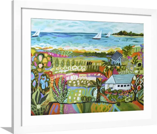 Vista 9 de ART.COM Karen Fields - Lienzo enmarcado para pared, diseño de fantasía náutica, decoración escénica, 16 x 12 pulgadas, marco negro con paspartú