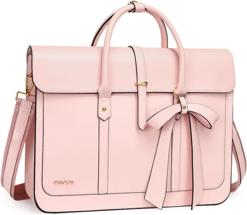 Vista 8 de MOSISO Bolsa para computadora portátil para mujer, de piel sintética, mochila convertible, bolsa de viaje para computadora con lazo