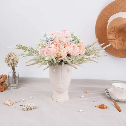 Vista 7 de LESING Ramos de novia de 11.8 pulgadas, rosas artificiales hechas a mano, románticos, para novia, dama de honor, celebración de flores, 11.8 Ramo