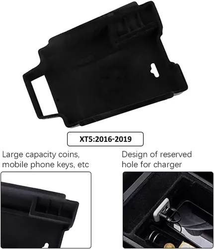 Vista 2 de para XT5, bandeja organizadora de apoyabrazos compatible con accesorios Cadillac XT5 2019 2018 2017 2016, inserto de reposabrazos