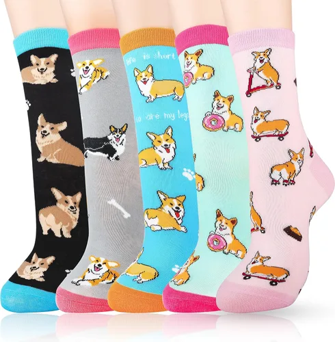 Vista 13 de Belloxis 5 pares de bonitos y divertidos calcetines de animales para mujeres y niñas, cómodos calcetines de algodón para uso diario, grandes ideas