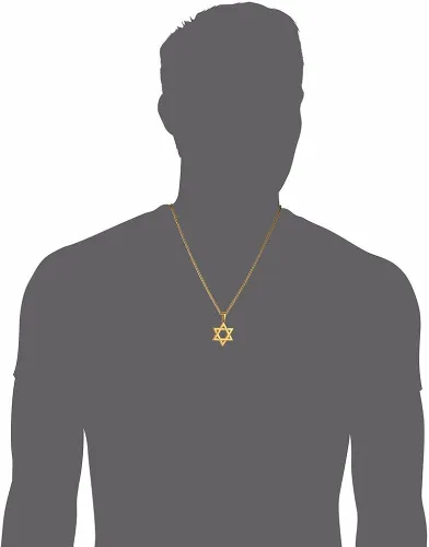 Vista 9 de TTVOVO Joyería judía Magen Estrella de David Colgante Collar Mujeres Hombres Cadena Negro PistolaChapado en Oro 18KAcero Inoxidable Israel Collar