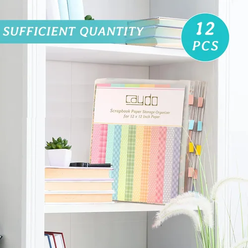 Vista 5 de Caydo 12 piezas de almacenamiento de papel para álbumes de recortes con pestañas adhesivas de índice para sostener álbumes de recortes de 12 x 12
