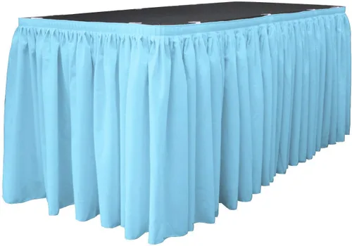 Vista 44 de LA Linen Falda de mesa de popelina de poliéster para mesas rectangulares, tela plisada para banquetes de boda, 14 pies por 29 pulgadas de largo