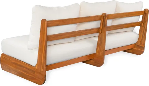 Vista 8 de Christopher Knight Home Poppy - Sofá de madera de acacia para exteriores de 3 plazas con cojín, sofá de madera para patio con cojín, cómodo sofá