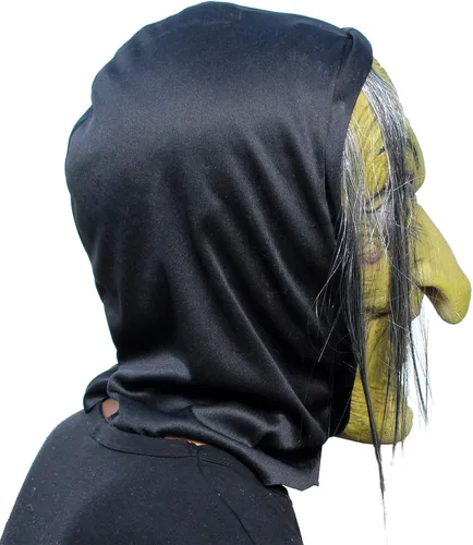 Vista 3 de PartyHop - Máscara de bruja de anciana - Disfraz de cosplay de terror aterrador de Halloween