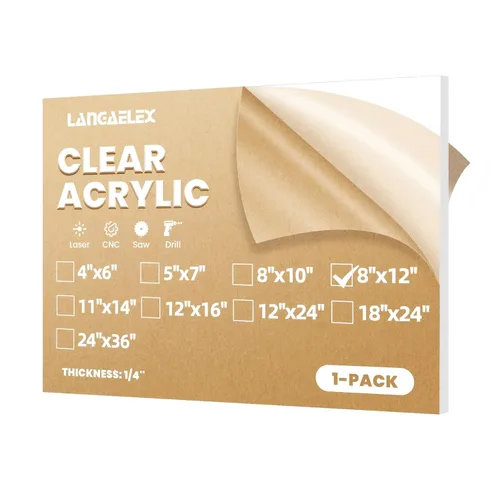 Vista 18 de Láminas de Plexiglás de 1/4" (6mm) de Grosor - 1 Paquete de Láminas Acrílicas Fundidas Transparentes de 4x6 para Corte Láser, Marcos de Fotos