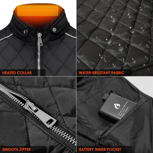 Vista 6 de SEMANJLL Heated Vest for Women, 6 Heated Zones Neck Heated Women Heated Vest Coat(10400mAh Battery Pack Included