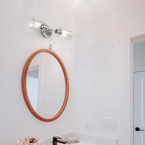 Vista 2 de Accesorios de Iluminación de Baño 2 Luces Níquel Cepillado, Luces de Tocador de Baño Sobre Espejo, Apliques de Pared de Iluminación de Baño, Luz