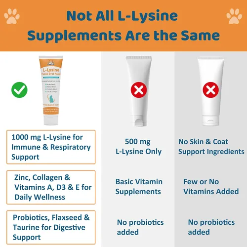 Vista 4 de L-Lisina para Gatos Pasta Oral – Apoyo Inmune y Respiratorio para Felinos – con Colágeno, Zinc, Multivitaminas y Probióticos – Sabor Natural