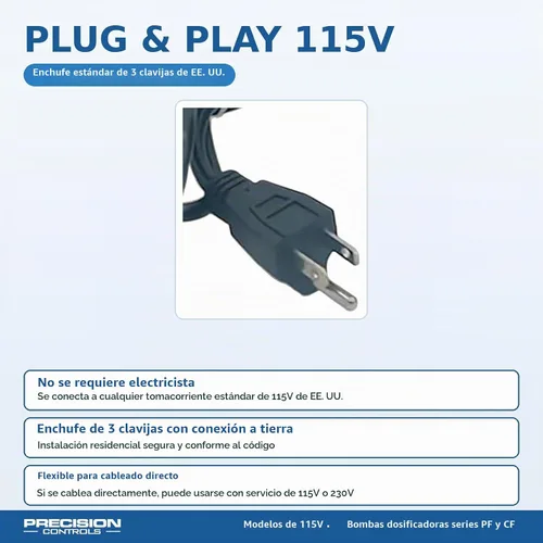Vista 7 de Precision Controls Bomba dosificadora química, 31.6 GPD, 150 PSI, 115 V - Bomba dosificadora de diafragma para inyección de cloro, tratamiento
