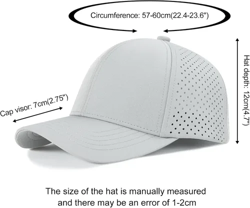Vista 6 de VOBOOM - Gorra de béisbol para hombre de secado rápido con corte láser y malla, con borde curvo y cierre a presión