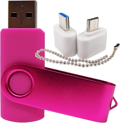 Vista 15 de Mini unidad flash USB de capacidad con 1 OTG (Micro USB) y 1 adaptador tipo C (USB-C) para teléfono móvil (naranja, 128 MB)