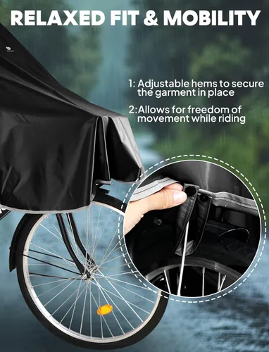Vista 6 de ANYOO Poncho de lluvia impermeable para bicicleta, capas de lluvia, ligeras, compactas, reutilizables, para adultos