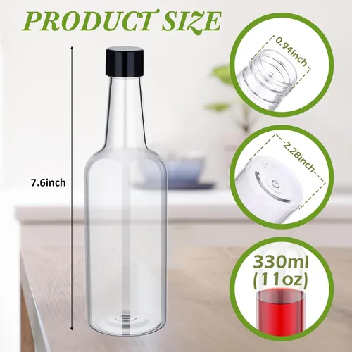 Vista 2 de Patelai 24 botellas de vino de plástico con tapas de 11 onzas de cuello largo, botellas de plástico de cuarto de galón con tapas de rosca