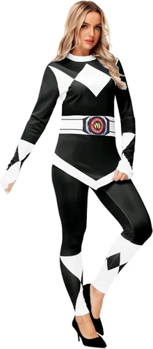 Vista 5 de AOBUTE Womens Rangers Costume 2 Piece Clothing Set Halloween Superhero Cosplay Shirt and Leggings