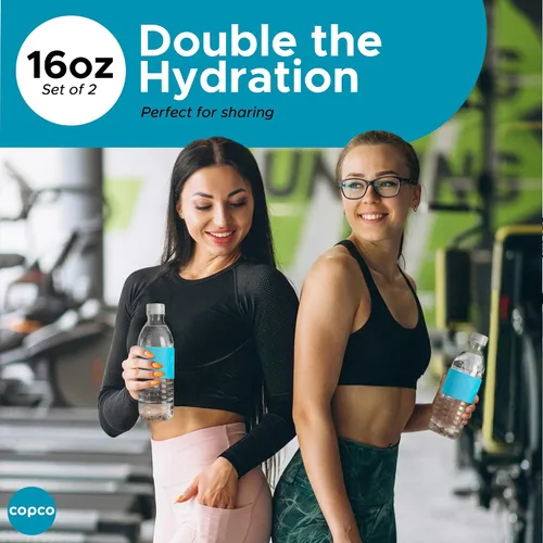 Vista 6 de Copco Hydra - Botella de agua de 16.9 onzas, juego de 2, botellas de Tritan sin BPA con cierre a prueba de fugas y funda de agarre, ligeras