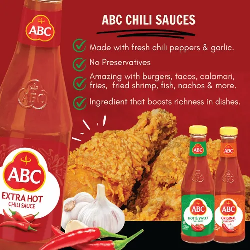 Vista 2 de ABC Salsa de chile extra picante, 11.3 onzas, sambal picante estilo sriracha, sin MSG, sabor Umami, salsa de barbacoa indonesia hecha con chile y ajo