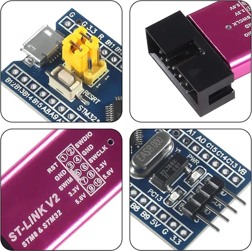 Vista 4 de Alinan 2 unids ST-Link V2 Unidad de Programación Emulador Descargador (color al azar)+2pcs STM32F103C6T6 Placa de desarrollo de sistema mínimo