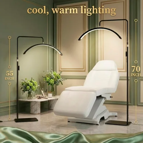Vista 5 de Hi_friend Lámpara de media luna portátil de 23 pulgadas, luz de pestañas para esteticistas, lámpara LED de piso arqueada brillante para extensiones