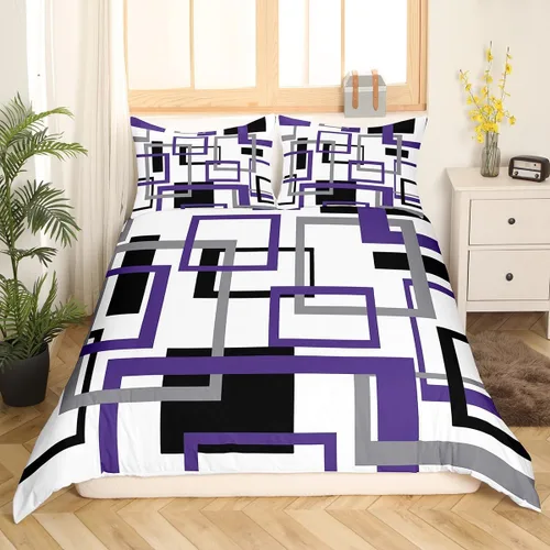 Vista 23 de Erosebridal Funda de edredón a rayas color negro y beige, funda de edredón bohemia moderna geométrica abstracta para mujeres, hombres y adultos