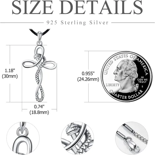 Vista 2 de TANGPOET - Collar de serpiente de plata de ley con colgante de Ankhmal de ojo joyería de protección regalo de Navidad para mujeres y hombres y ella