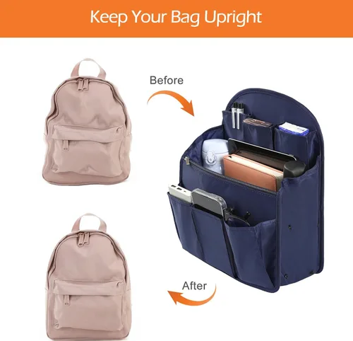 Vista 5 de Surblue Organizador de Mochila con Forro y Bolsillo Colgante para Viaje, Organizador de Bolso y Bandolera con Divisores de Alta Capacidad, Plegable