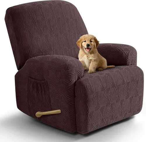 Vista 34 de VANSOFY Fundas para sillas reclinables, 4 piezas, elásticas, de tela jacquard, suave funda para silla reclinable, protector de muebles con parte