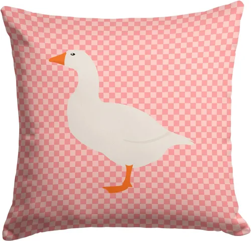 Vista 246 de Caroline's Treasures BB8163PW1414 Beltsville - Almohada decorativa de tela a cuadros pequeños, color blanco, pavo y gallina azul, lavable a máquina