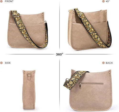 Vista 5 de Viva Terry - Bolsa bandolera de cuero vegano, moderna, con correa ajustable