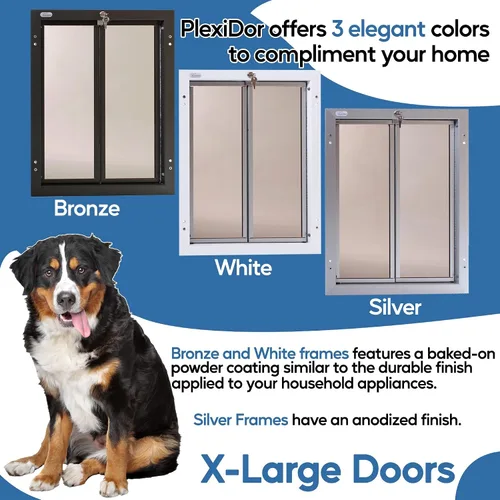 Vista 6 de PlexiDor Performance Pet Doors for Dogs and Cats - Puerta de perro con cerradura y llave - Bronce, tamaños XL Door-mount, lock and key