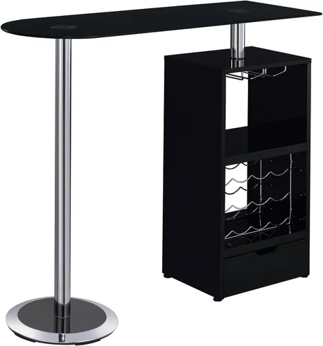 Vista 6 de Coaster Furniture - Mesa de bar con almacenamiento de vino, color negro 120451