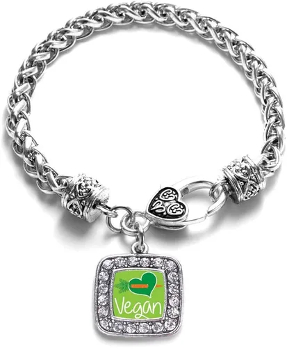 Vista 242 de Pulsera de dijes cuadrados de plata con joyería de circonita cúbica