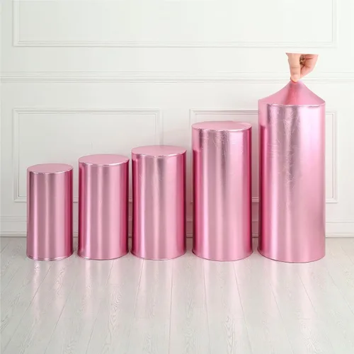 Vista 7 de Cubiertas redondas para soporte de cilindro para fiestas, cubiertas elásticas bronceadoras para pedestal, cubierta de cilindro de zócalo, 3