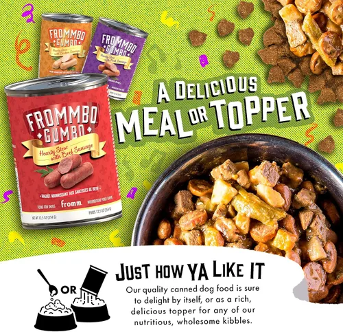 Vista 6 de Fromm Frommbo Gumbo - Alimento húmedo para perros con salchicha de res - Comida húmeda prémium para perros - Receta de carne de res - Caja de (12)