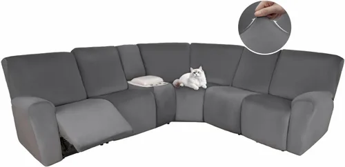Vista 9 de HDCAXKJ Fundas de sofá seccional reclinable de terciopelo, cubierta de sofá seccional en forma de L, lavable, elástica, suave, para rincón