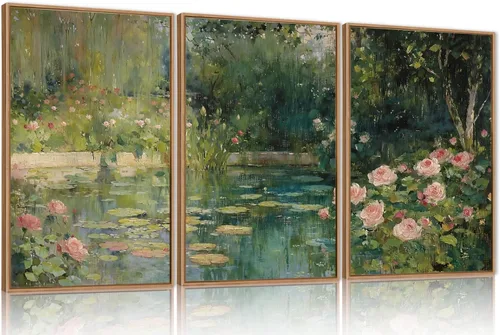 Vista 250 de FWIEXA Juego de Arte de Lienzo Bohemio Enmarcado para Pared, Cuadros Botánicos Verde Salvia Decoración de Pared, Impresiones de Arte de Plantas