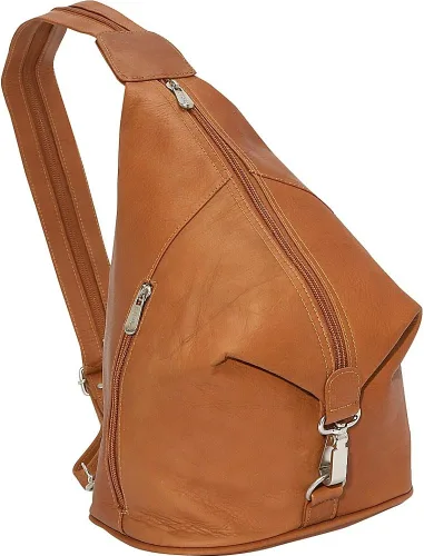 Vista 5 de Piel Leather Eslinga Hobo con tres cremalleras, Negro -, Eslinga Hobo con tres cremalleras